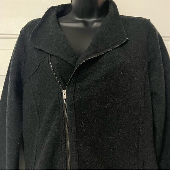 Eileen Fisher Charcoal Gray Wool Asymmetrical Zipper Moto Sweater Cardigan S - Picture 1 of 15